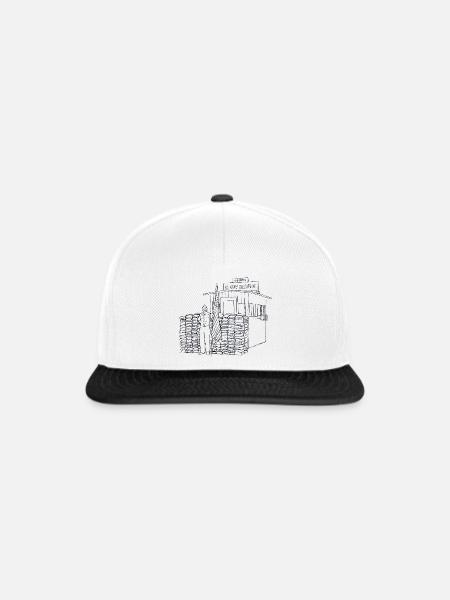 Checkpoint Berlin Zeichnung Jörg Langhans - Snapback Cap - Weiß/Schwarz