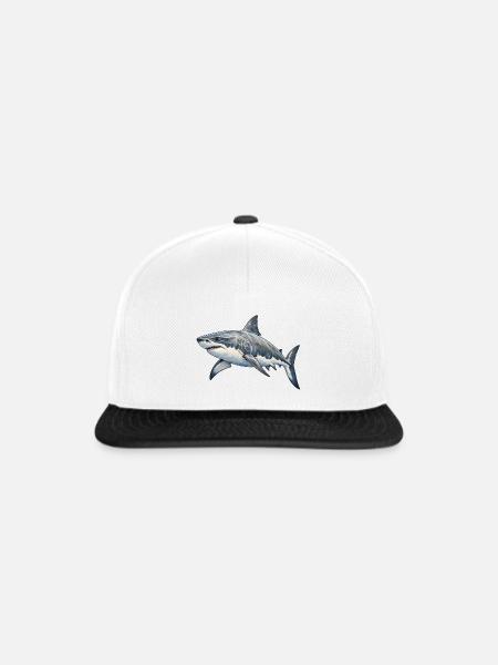 Weißer Hai - Snapback Cap - Weiß/Schwarz