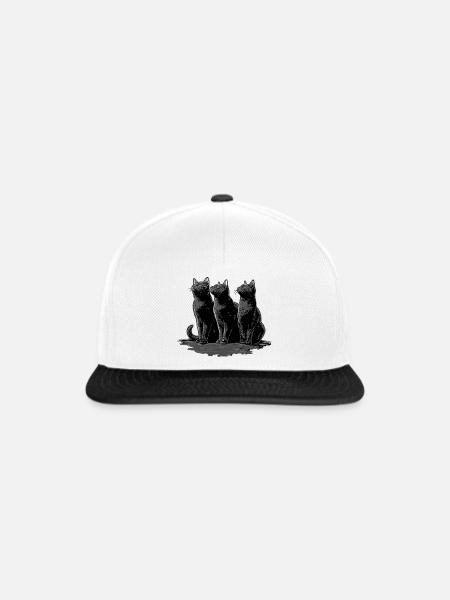 Katzen  - Snapback Cap - Weiß/Schwarz