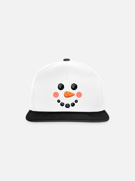 Lächelndes Schneemann Gesicht - Snapback Cap - Weiß/Schwarz