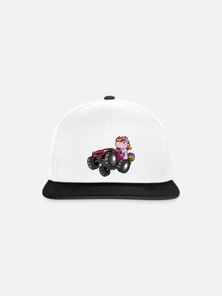 Einhorn Monstertruck - Snapback Cap - Weiß/Schwarz