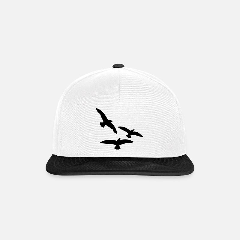 Vögel - Snapback Cap - Weiß/Schwarz