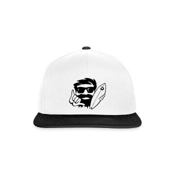 shaka CubeSurfer with sunglasses and beard - Snapback Cap - white/black - Front