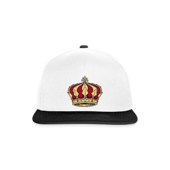 Crown King König Krone Royal Königin Queen - Snapback Cap - Weiß/Schwarz - Vorne
