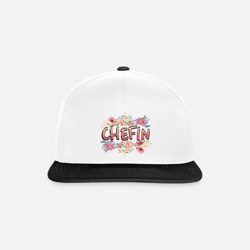 Chefin - Snapback Cap - Weiß/Schwarz