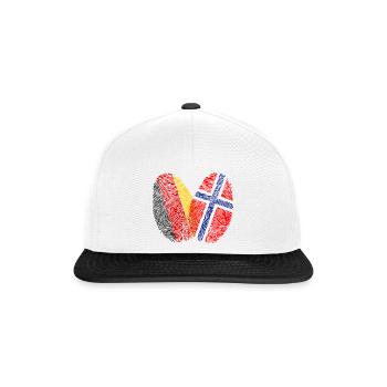 Fingerabdruck Skandinavien Deutschland Norweger No - Snapback Cap - Weiß/Schwarz - Vorne