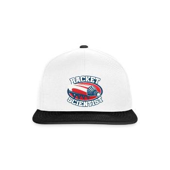 Racket Scientist Badminton Player Shuttlecock Spor - Snapback Cap - Weiß/Schwarz - Vorne