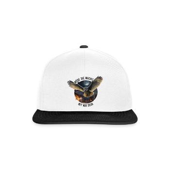 Nachteule Möge die Nacht mit mir sein Nachtdienst - Snapback Cap - Weiß/Schwarz - Vorne