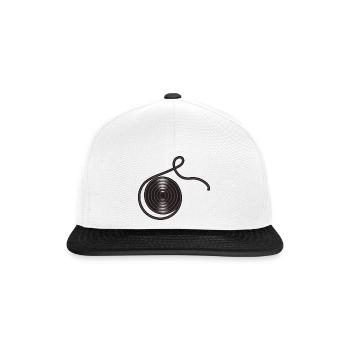 schwarze Lakritze als Schnecke gerollt. - Snapback Cap - Weiß/Schwarz - Vorne