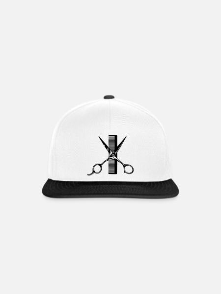 Schere mit Kamm gekreuzt - Snapback Cap - Weiß/Schwarz