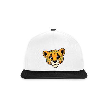Tête de tigre à points bleus ludique, dessin animé amical - Casquette snapback - blanc/noir - Devant