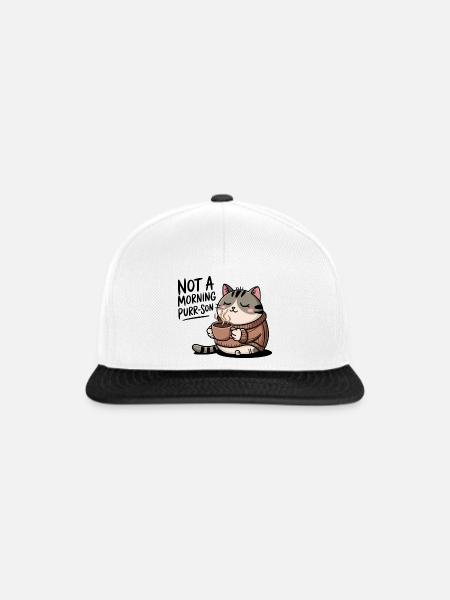 Morning Cat - Purrfection Café - Snapback Cap - Weiß/Schwarz