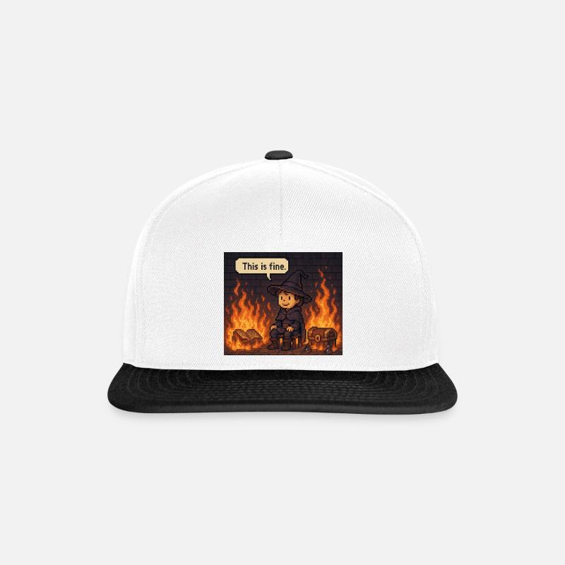 This Is Fine - Snapback Cap - Weiß/Schwarz