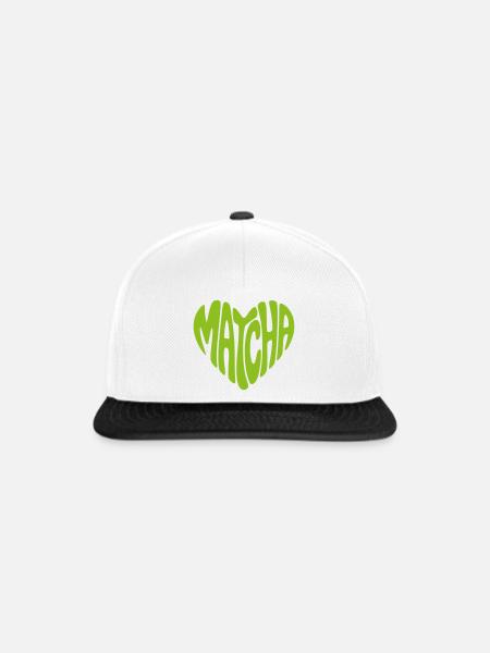 Matcha Herz Form - Snapback Cap - Weiß/Schwarz