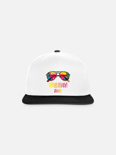 Malediven 2026 Neon Sonnenbrille - Snapback Cap - Weiß/Schwarz