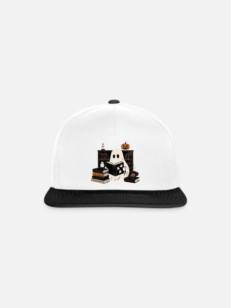 Halloween Geist Bücher Lesen - Snapback Cap - Weiß/Schwarz