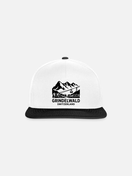 Grindelwald Schweiz - Snapback Cap - Weiß/Schwarz