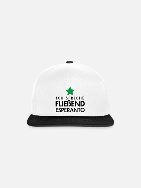 Esperanto Sprache / sprechen Geschenkidee - Snapback Cap - Weiß/Schwarz