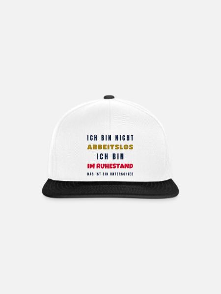 Ruhestand Nicht arbeitslos - Rente Geschenk Opa - Snapback Cap - Weiß/Schwarz