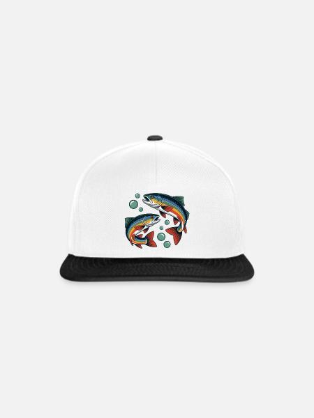 Forellen-Paar im Sprung - Snapback Cap - Weiß/Schwarz