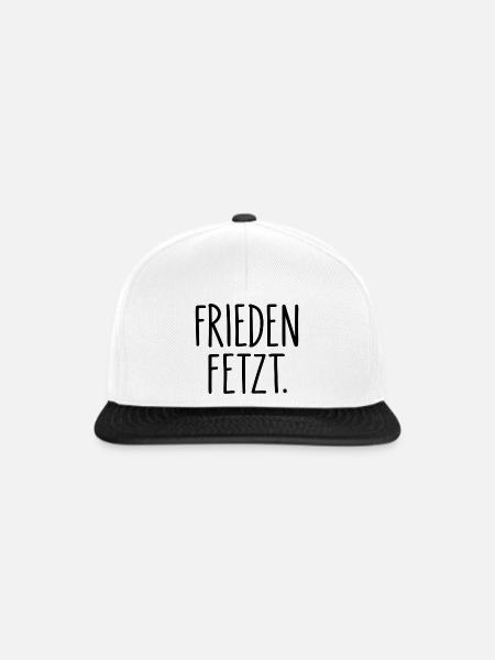 Frieden fetzt – Minimalistischer Friedensspruch - Snapback Cap - Weiß/Schwarz
