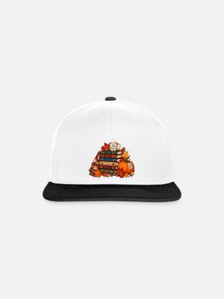 Gemütlicher Herbst Bücherstapel - Snapback Cap - Weiß/Schwarz