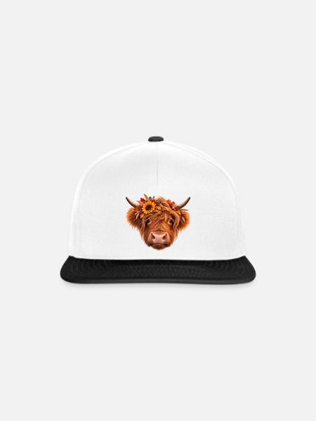 Autumn Highland Cow - Snapback Cap - Weiß/Schwarz