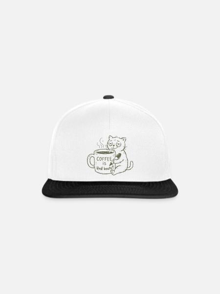 Kaffee-Katze: Und Heute? - Snapback Cap - Weiß/Schwarz