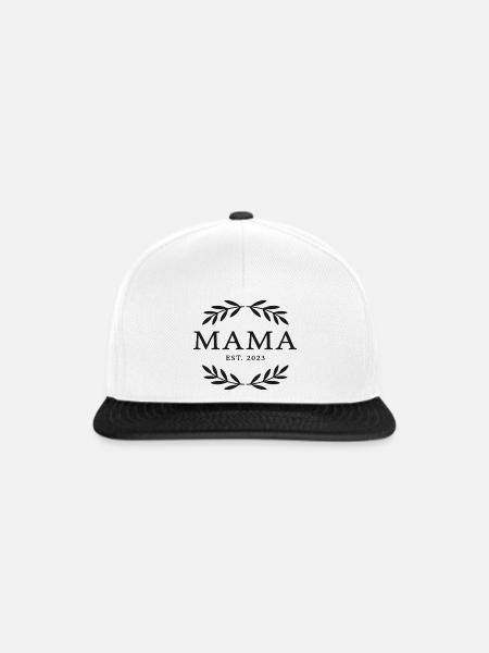 Mama Est. 2023 Kranz Emblem - Snapback Cap - Weiß/Schwarz