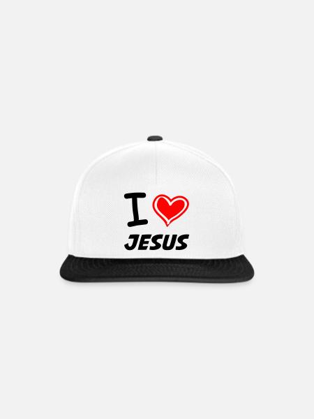 I Love Jesus - Snapback Cap - Weiß/Schwarz