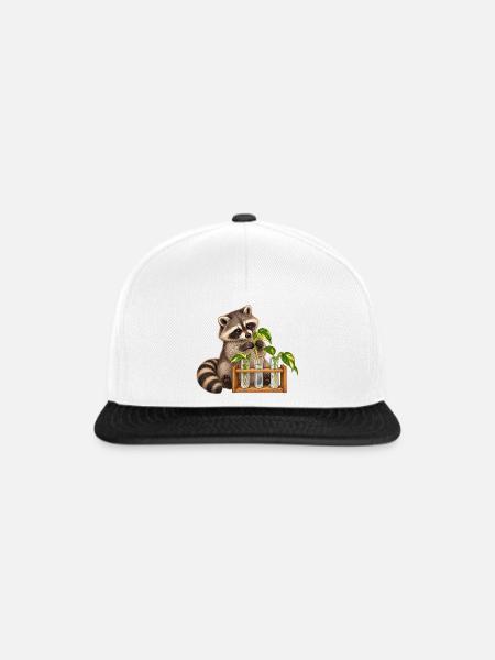 Waschbär vermehrt Pflanzen - Snapback Cap - Weiß/Schwarz