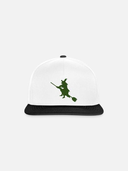 Hexe auf Besen Silhouette - Snapback Cap - Weiß/Schwarz