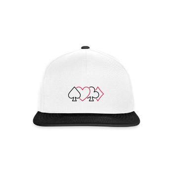 Minimalistisches Karten-Design | mehrfarbig - Snapback Cap - Weiß/Schwarz - Vorne