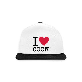 Ich liebe Schwanz - Snapback Cap - Weiß/Schwarz - Vorne