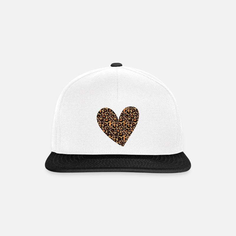 Leopard Cheetah Heart Valentine's Day - Snapback Cap - Weiß/Schwarz