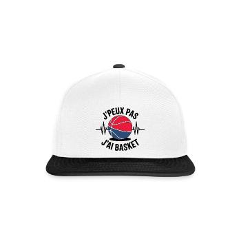 je peux pas j'ai basket - Battement de cœur Basket - Casquette snapback - blanc/noir - Devant