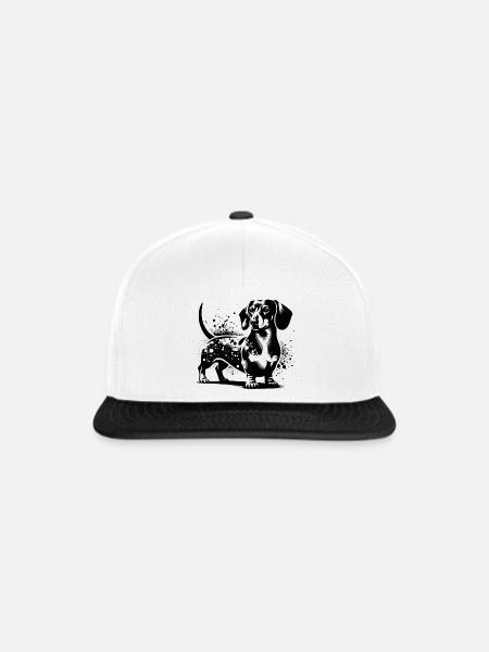 Dackel - Snapback Cap - Weiß/Schwarz