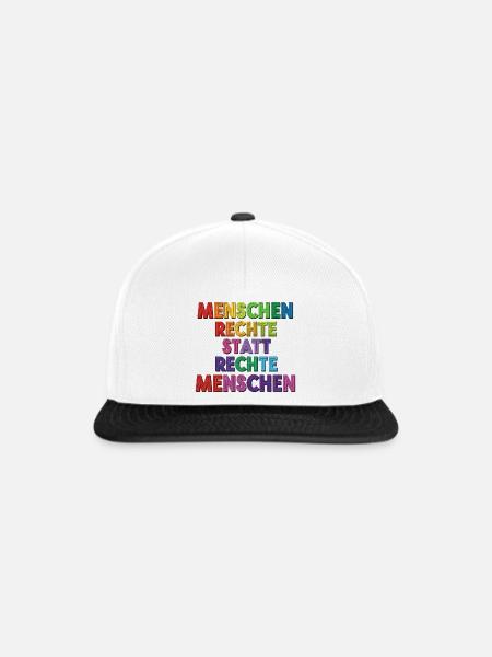 Menschenrechte statt rechte Menschen Statement - Snapback Cap - Weiß/Schwarz