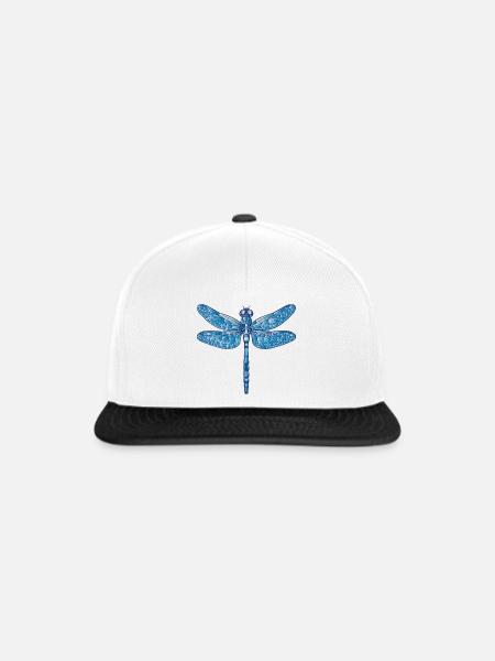 Blaue Libelle Illustration im Vektorstil - Snapback Cap - Weiß/Schwarz