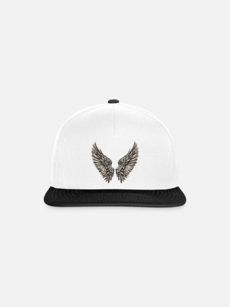 Silberne Engelsflügel - Snapback Cap - Weiß/Schwarz