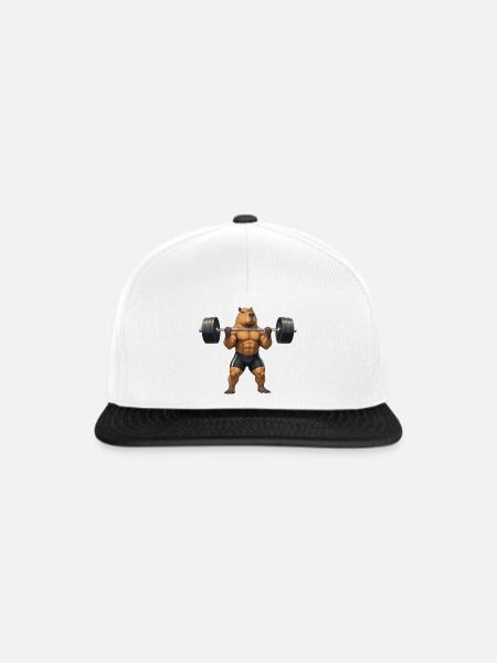 Capybara beim Gewichteheben - Snapback Cap - Weiß/Schwarz