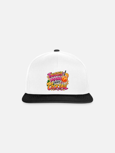 Tausche Mann gegen Cocktail - Snapback Cap - Weiß/Schwarz