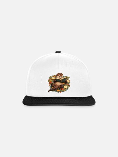 Otter liest im Herbstteich - Snapback Cap - Weiß/Schwarz