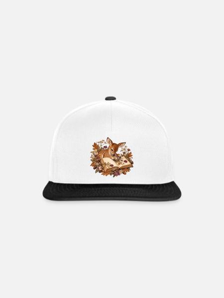 Rehkitz presst Wildblumen - Snapback Cap - Weiß/Schwarz