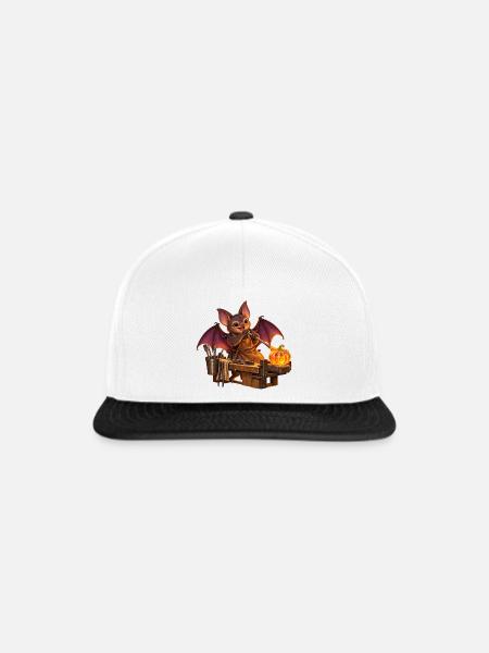 Fledermaus bläst einen Glaskürbis - Snapback Cap - Weiß/Schwarz