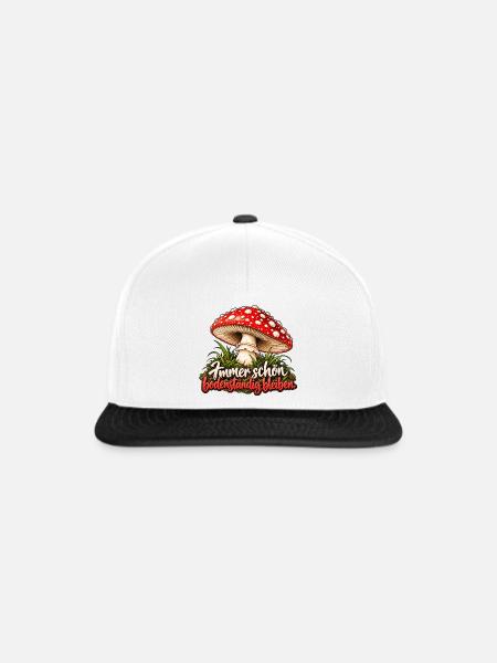 Immer bodenständig bleiben Fliegenpilz Spruch - Snapback Cap - Weiß/Schwarz