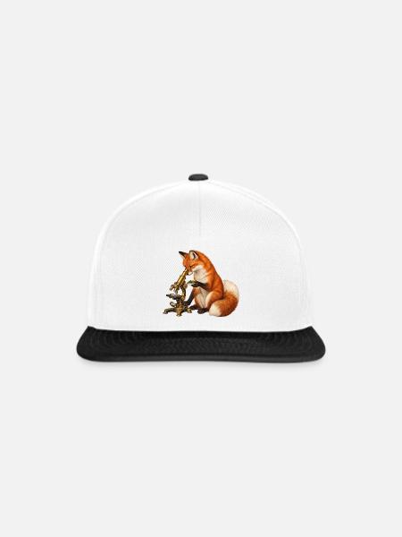 Fuchs mit Moos und Mikroskop - Snapback Cap - Weiß/Schwarz
