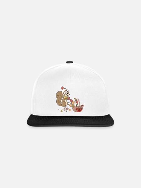 Herbst Eichhörnchen - Snapback Cap - Weiß/Schwarz