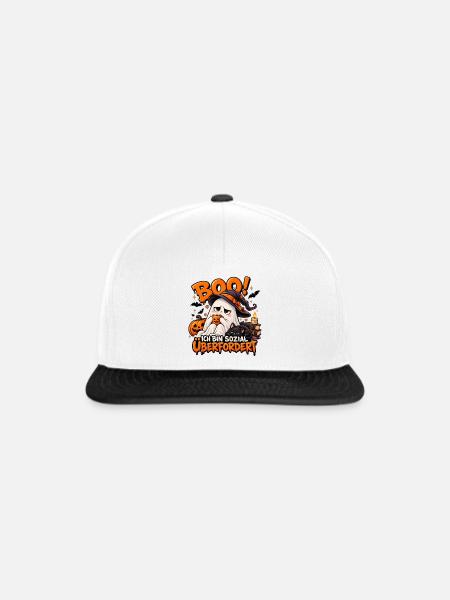 Halloween Geist: Sozial Überfordert - Snapback Cap - Weiß/Schwarz