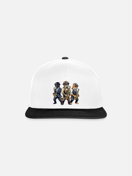 Saxophon, Saxophonist, Jazz, Saxofon - Snapback Cap - Weiß/Schwarz